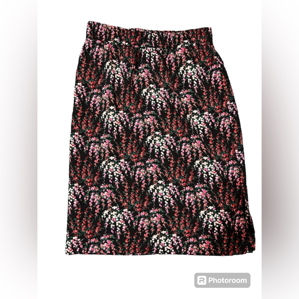 J Crew Factory Black Floral Skirt